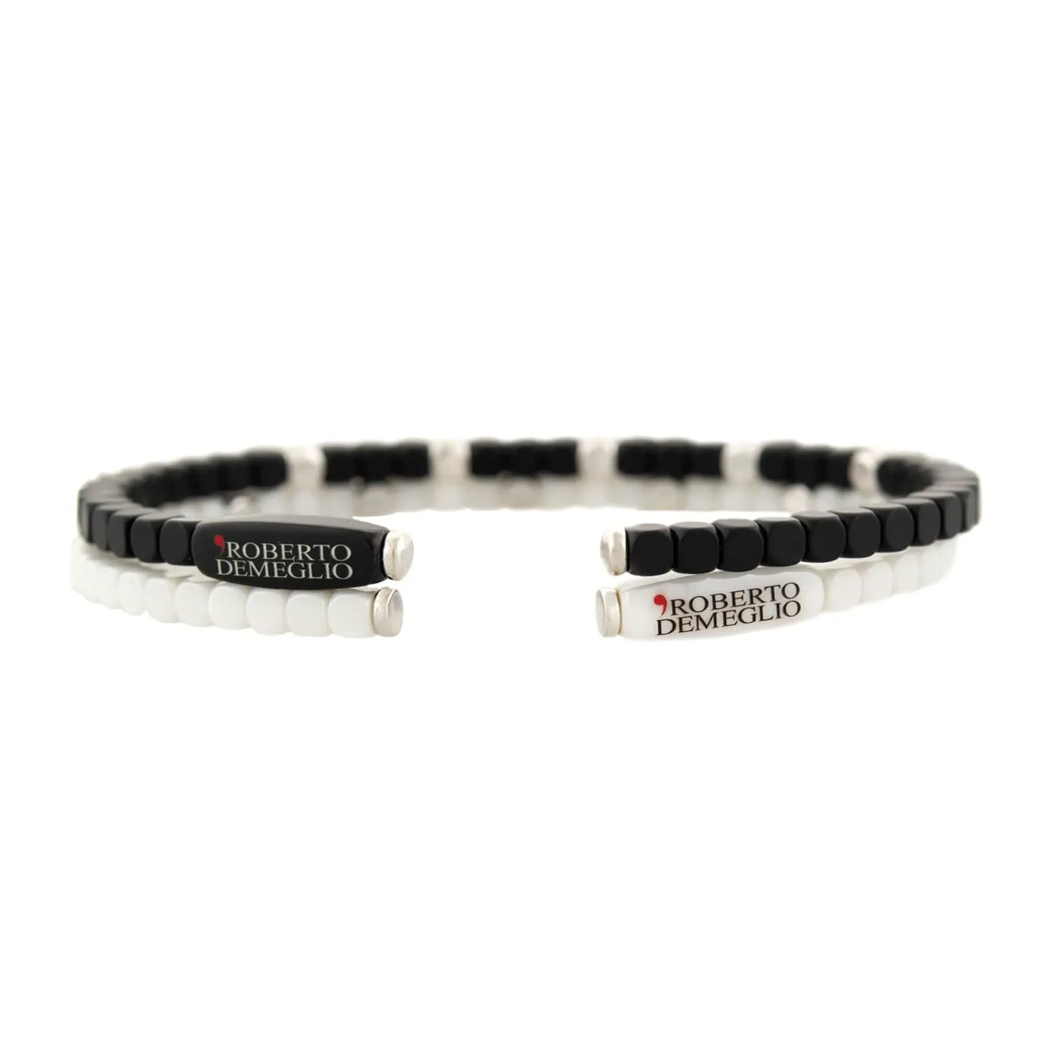 ROBERT DEMEGLIO 18k White Gold Diamond and Ceramic Two Bracelet Set