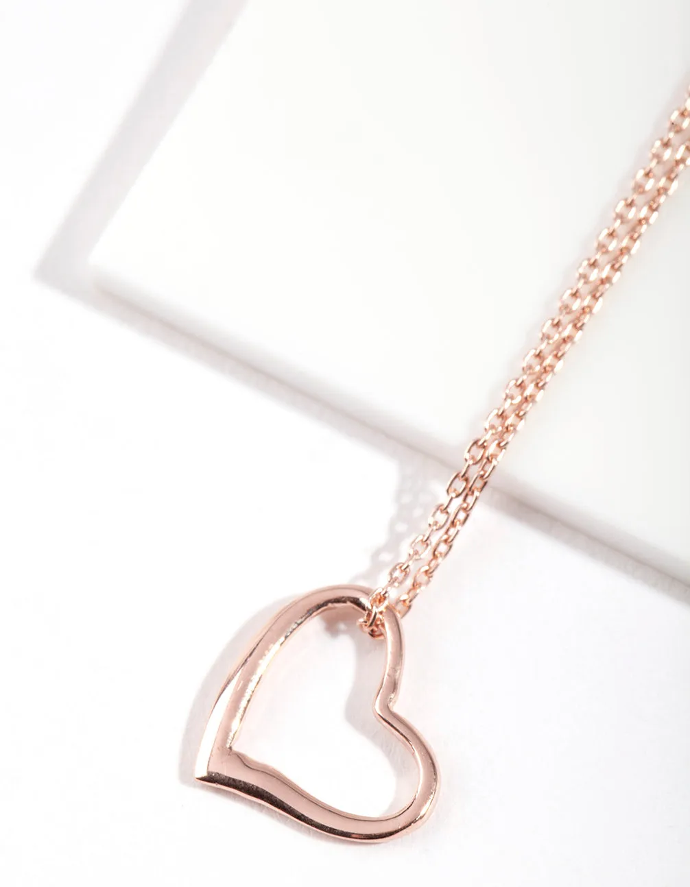 Rose Gold Plated Sterling Silver Open Heart Necklace