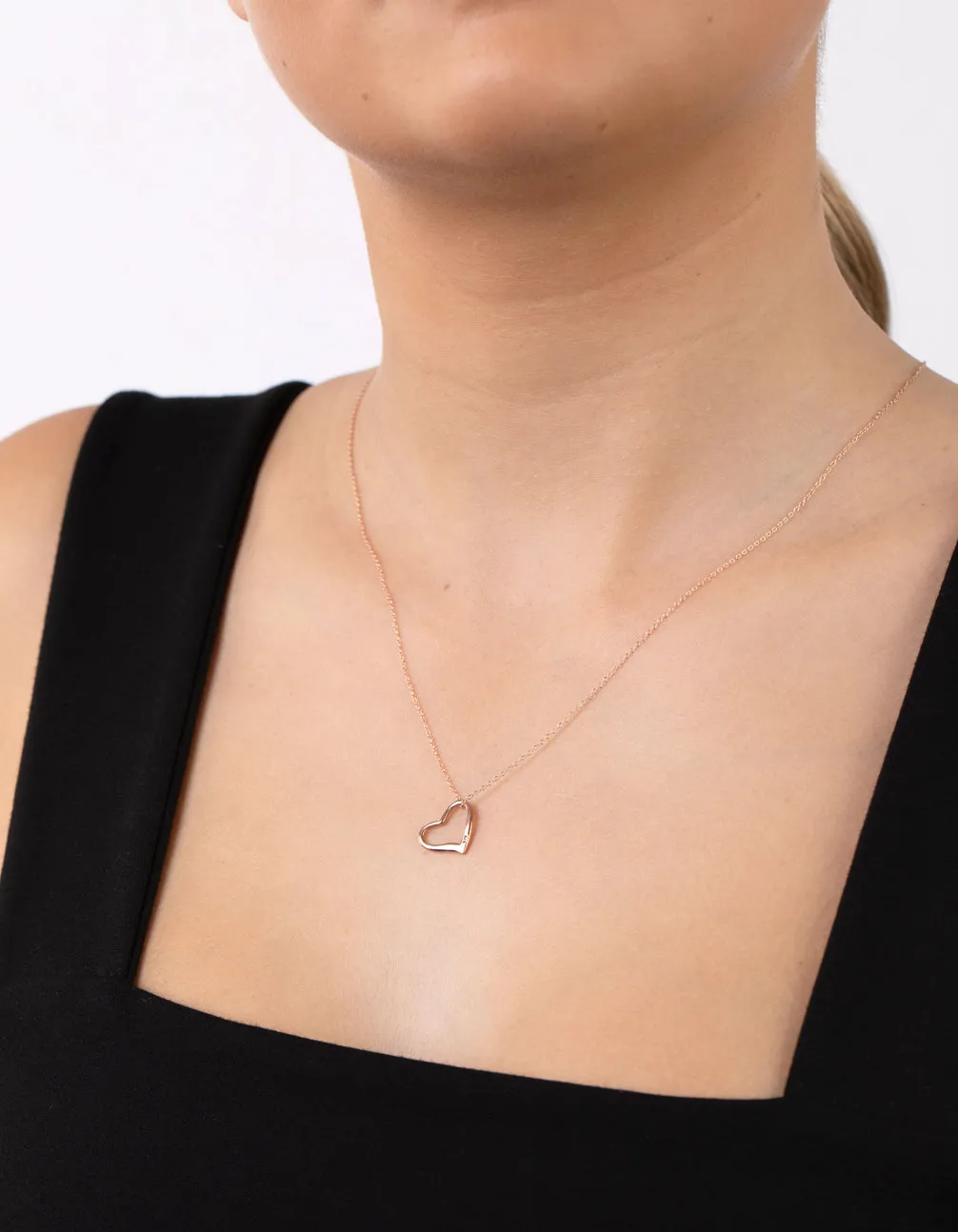 Rose Gold Plated Sterling Silver Open Heart Necklace