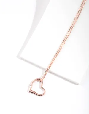 Rose Gold Plated Sterling Silver Open Heart Necklace