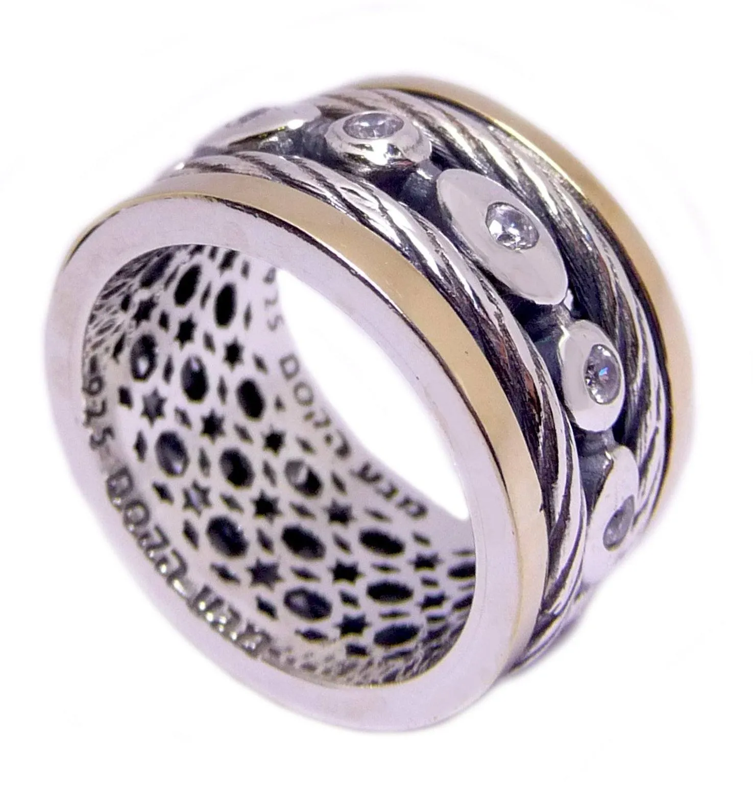 Rotating Silver Ring Inlaid With Zircon