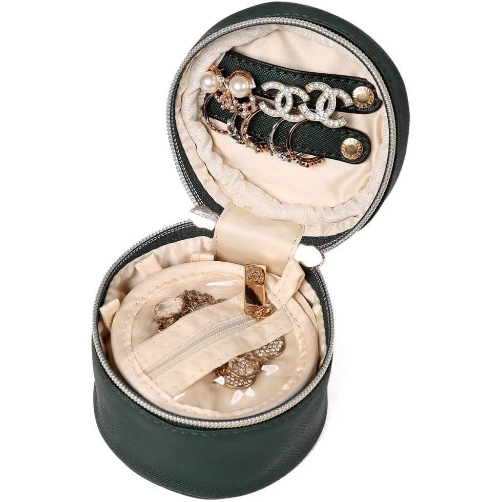 Round Jewelry Case Deep Evergreen