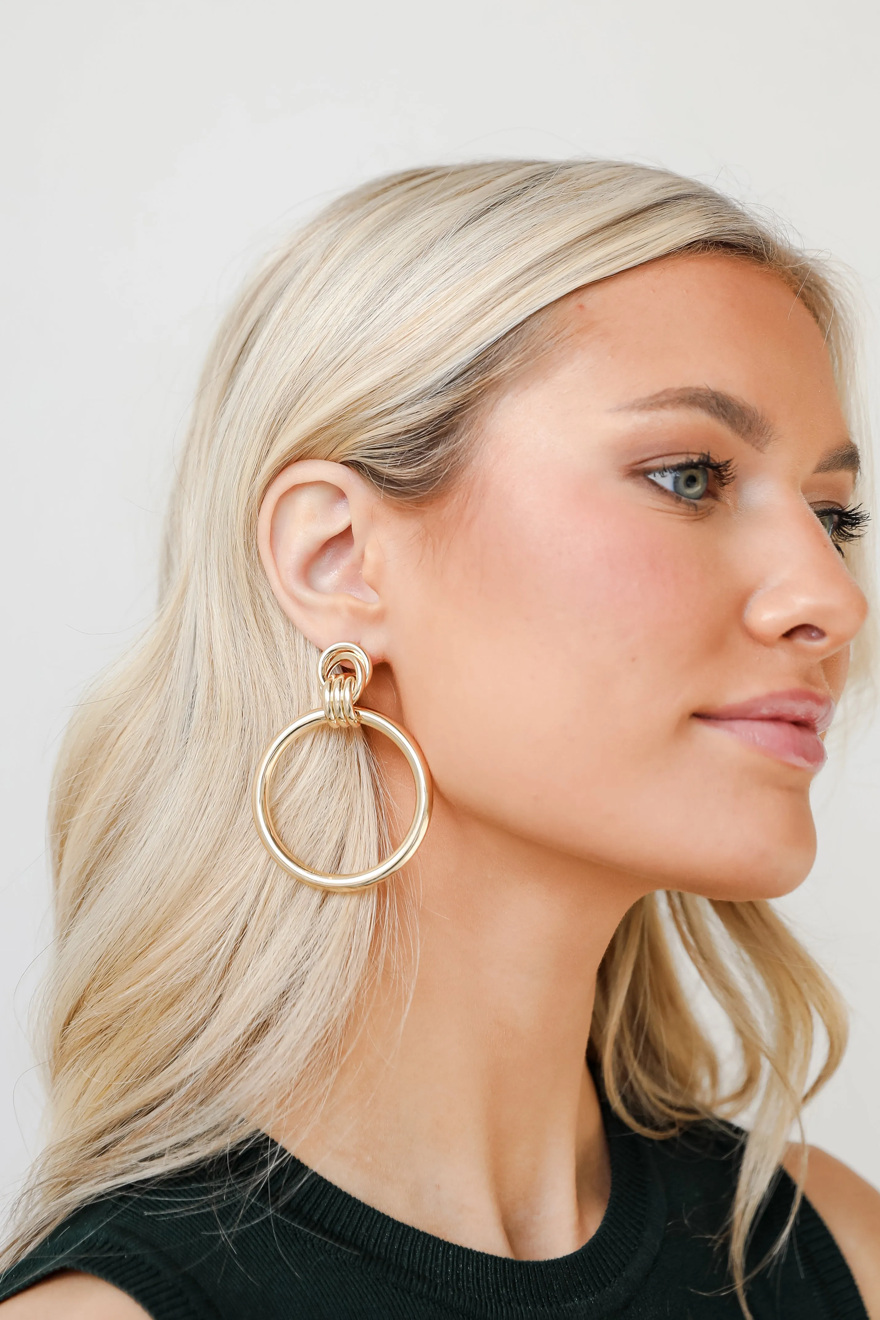 Sarah Gold Circle Statement Earrings