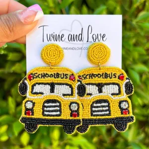 School Bus Beaded Earrings