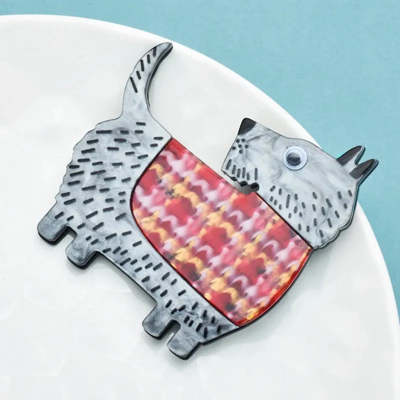 Scotty Dog Acrylic Brooch