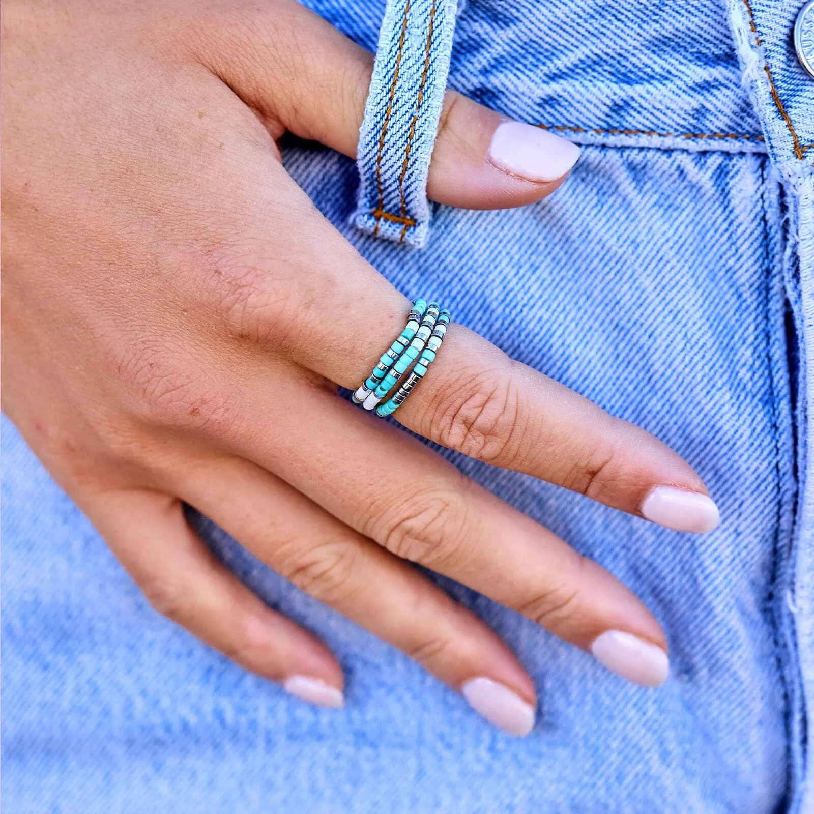 Seafoam Dream Stretch Ring Set of 3