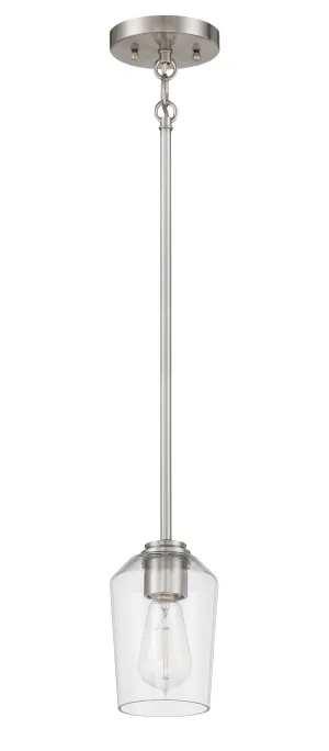 Shayna 1 Light Mini Pendant in Brushed Polished Nickel