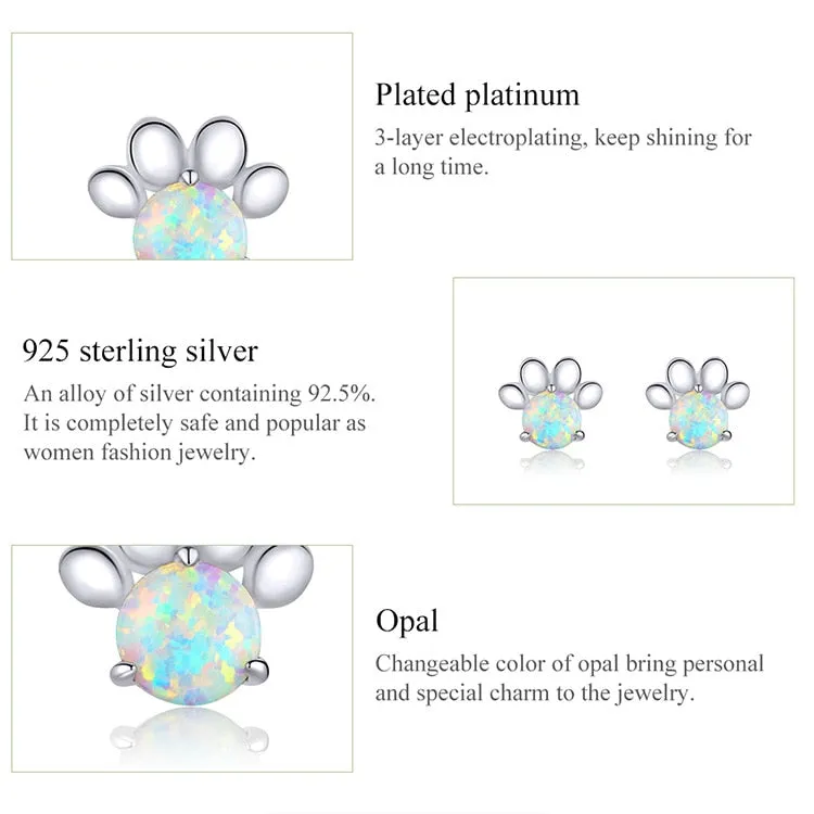 Shiny Opal Dog Footprint Studs