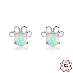 Shiny Opal Dog Footprint Studs