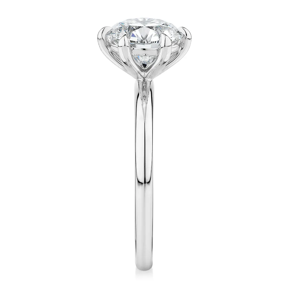 Signature Simulant Diamond 2.00 carat* round brilliant solitaire engagement ring in 14 carat white gold