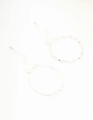 Silver Chain Link & Pearl Bracelets 2-Pack