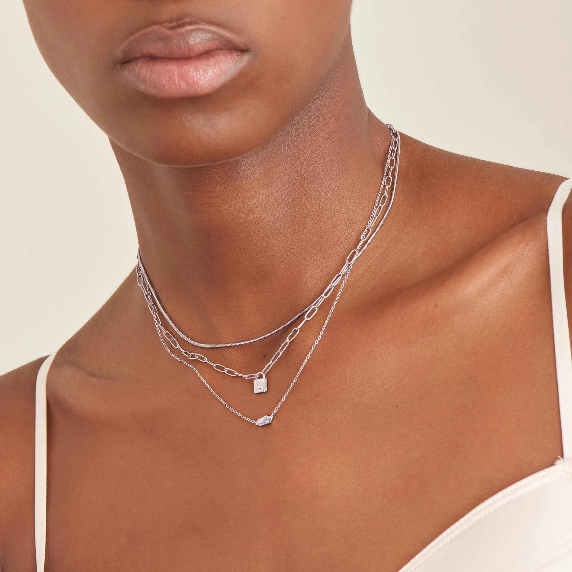 Silver Chunky Chain Padlock Necklace