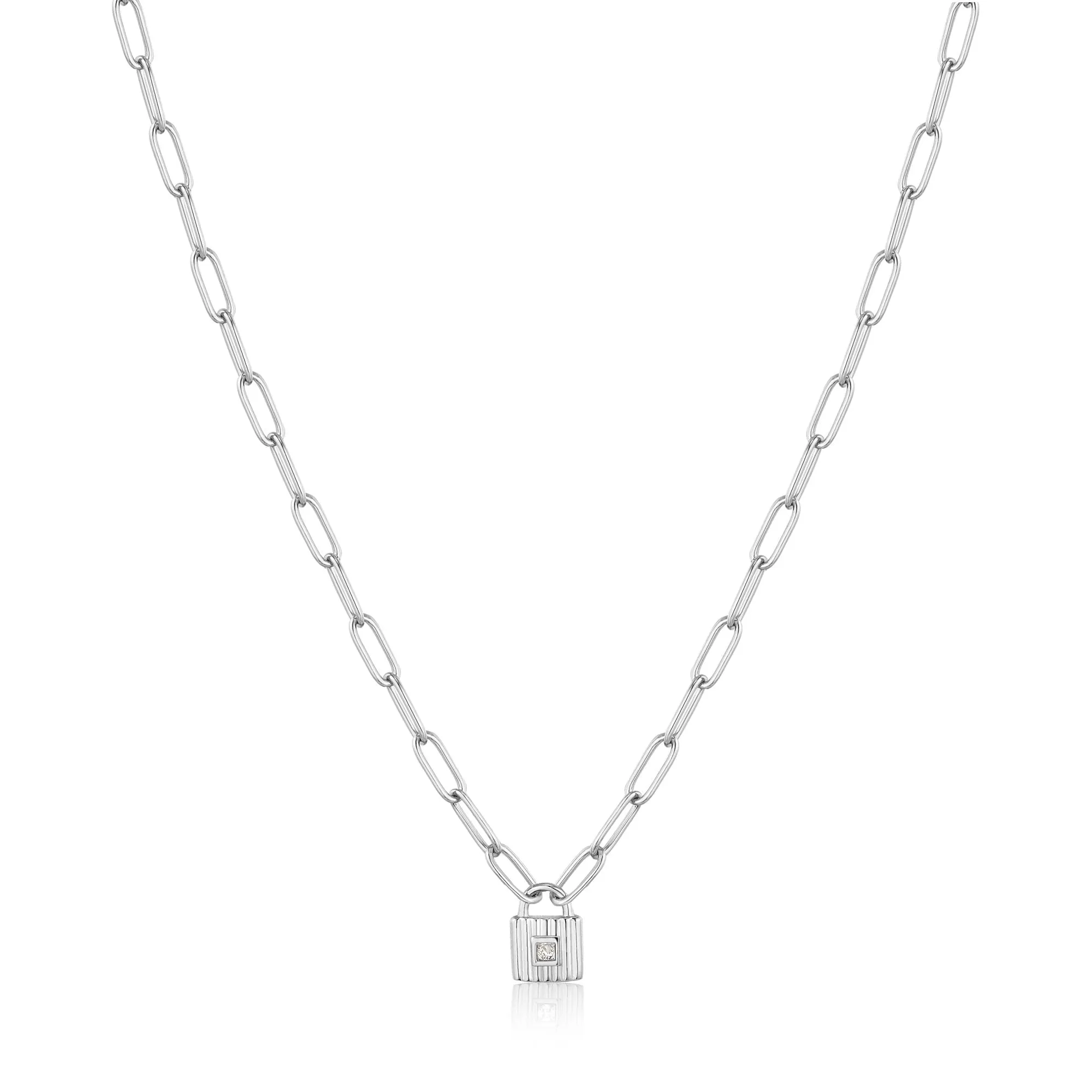 Silver Chunky Chain Padlock Necklace