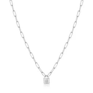 Silver Chunky Chain Padlock Necklace