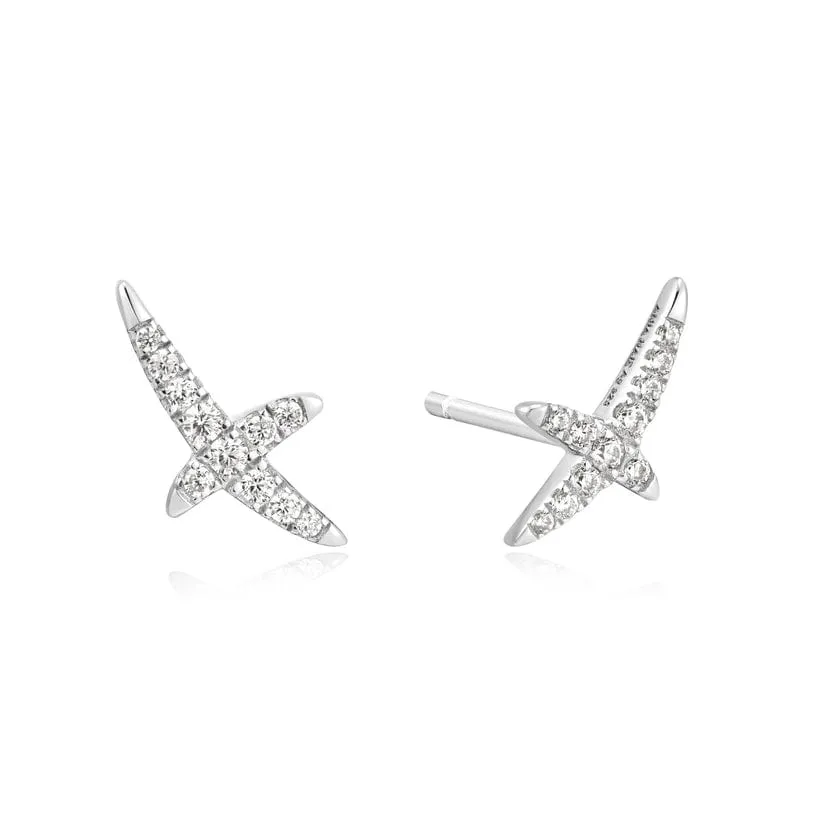 Silver Kiss Pave Stud Earrings