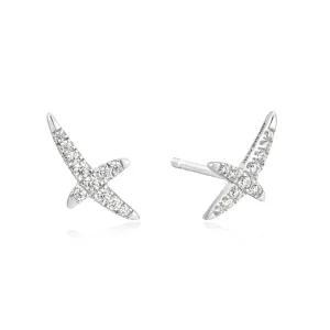 Silver Kiss Pave Stud Earrings