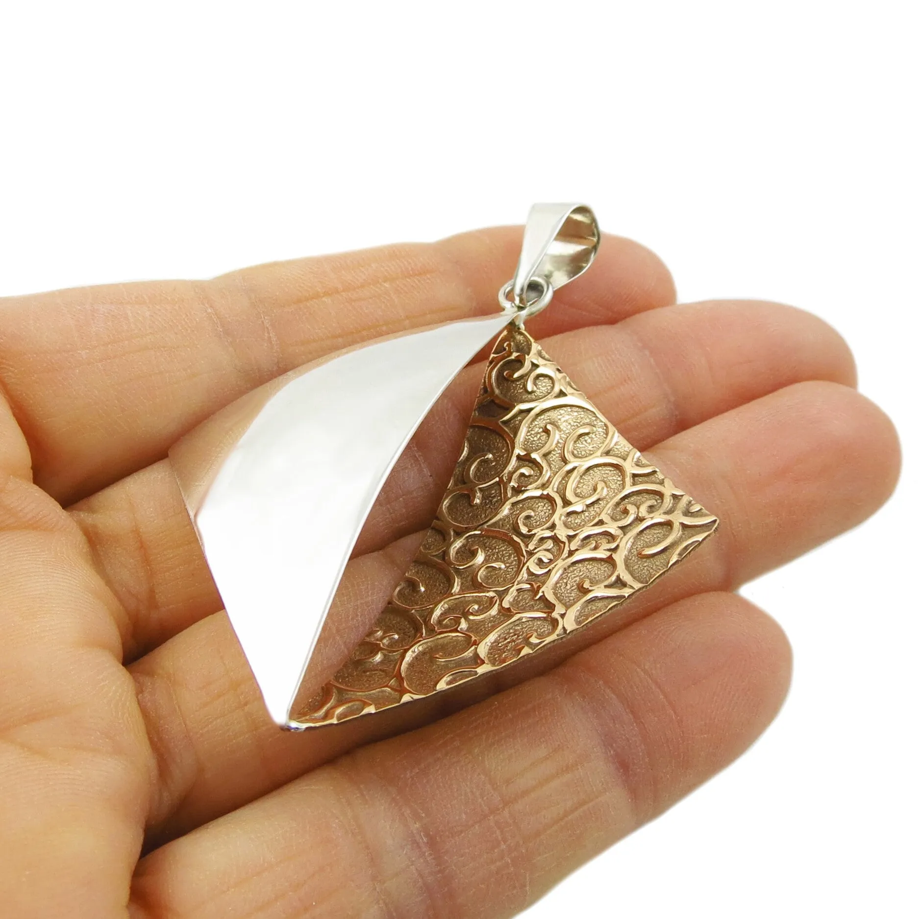 Square 925 Silver and Copper Pendant Necklace