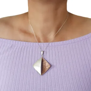 Square 925 Silver and Copper Pendant Necklace