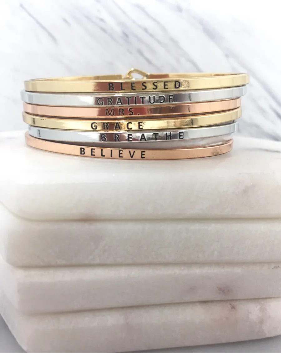 Stackable inspiration band bracelets