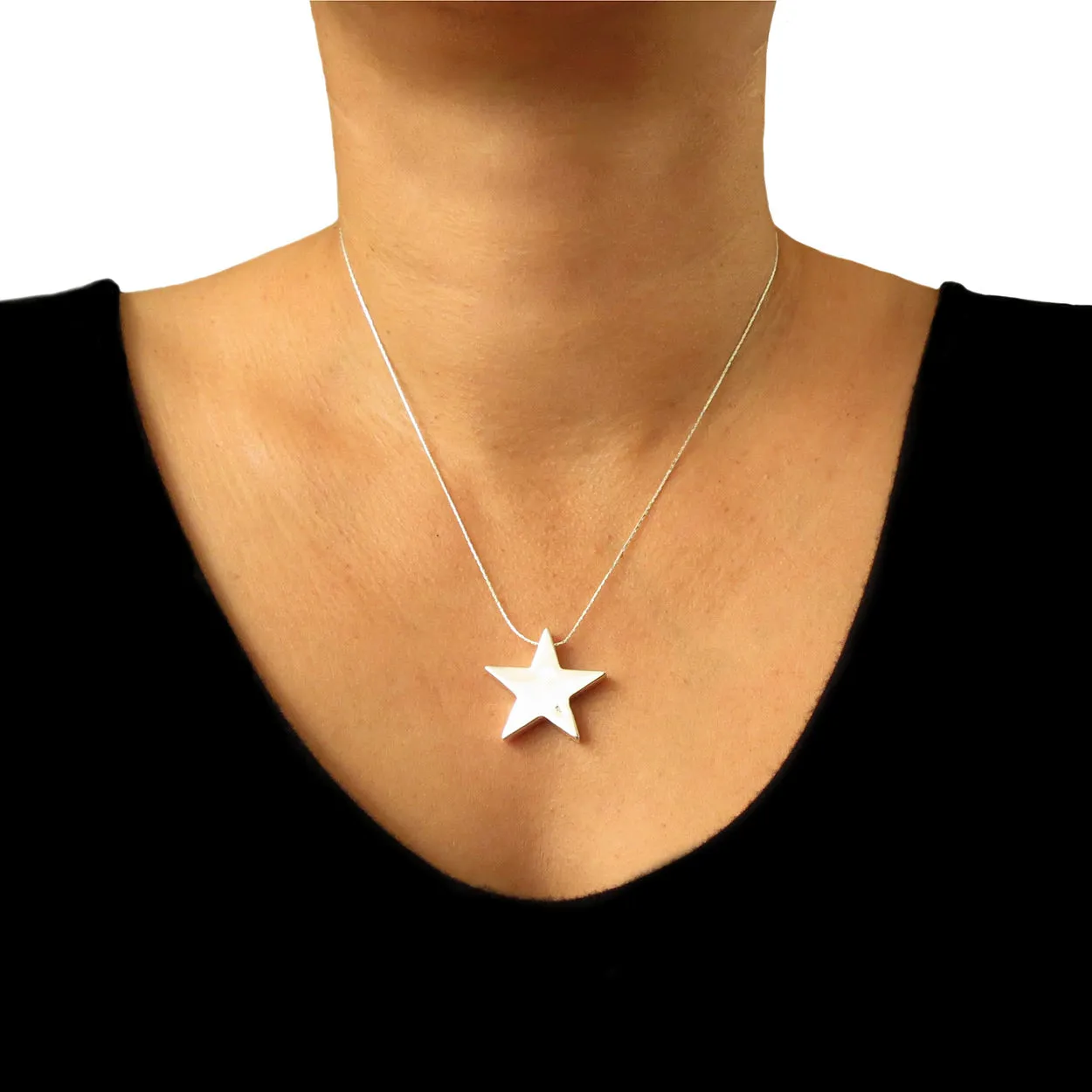 Sterling 925 Silver Three Dimensional Celestial Star Pendant