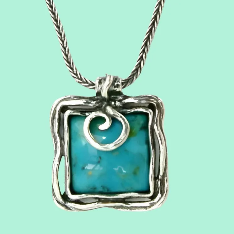 Sterling Silver necklace gift for her with Turquoise