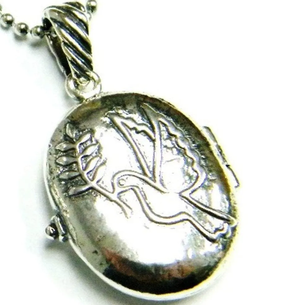 Sterling Silver necklace locket Dove jewelry perfect for photos or message