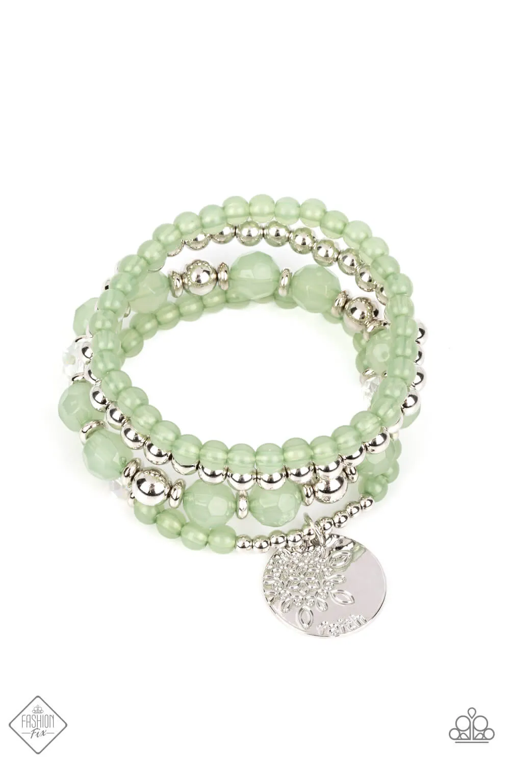 Surfer Style - Green Beaded Stackable Bracelet