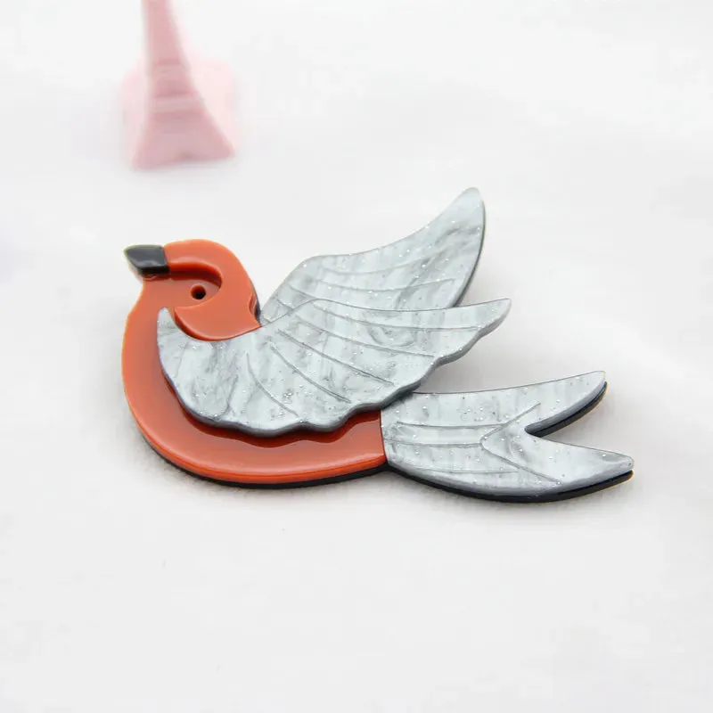 Sweet Birds Acrylic Brooches