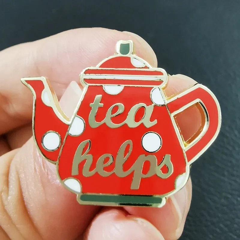 Tea Helps Teapot Enamel Pin