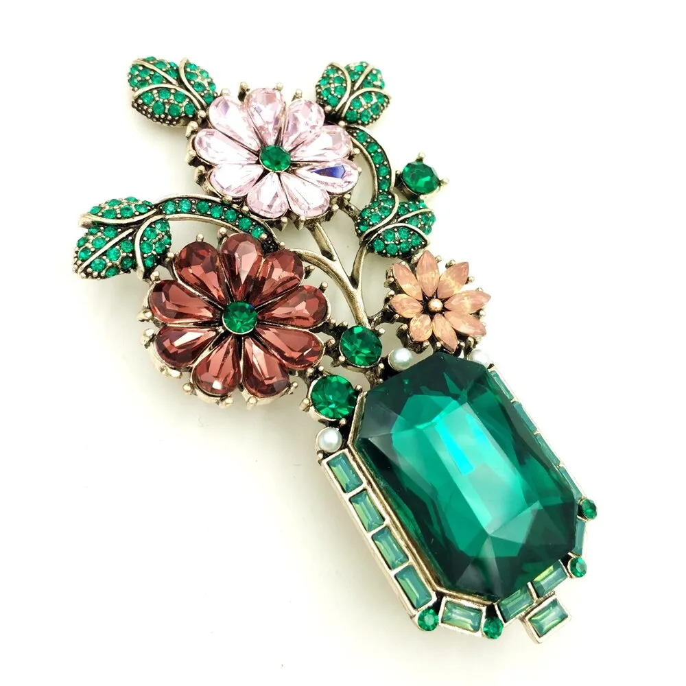 Teal Green Bouquet Brooch