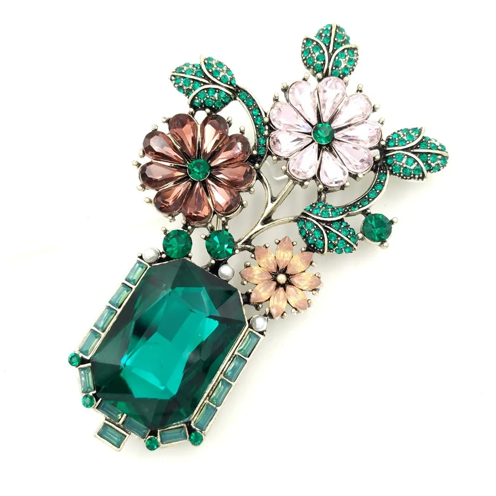 Teal Green Bouquet Brooch