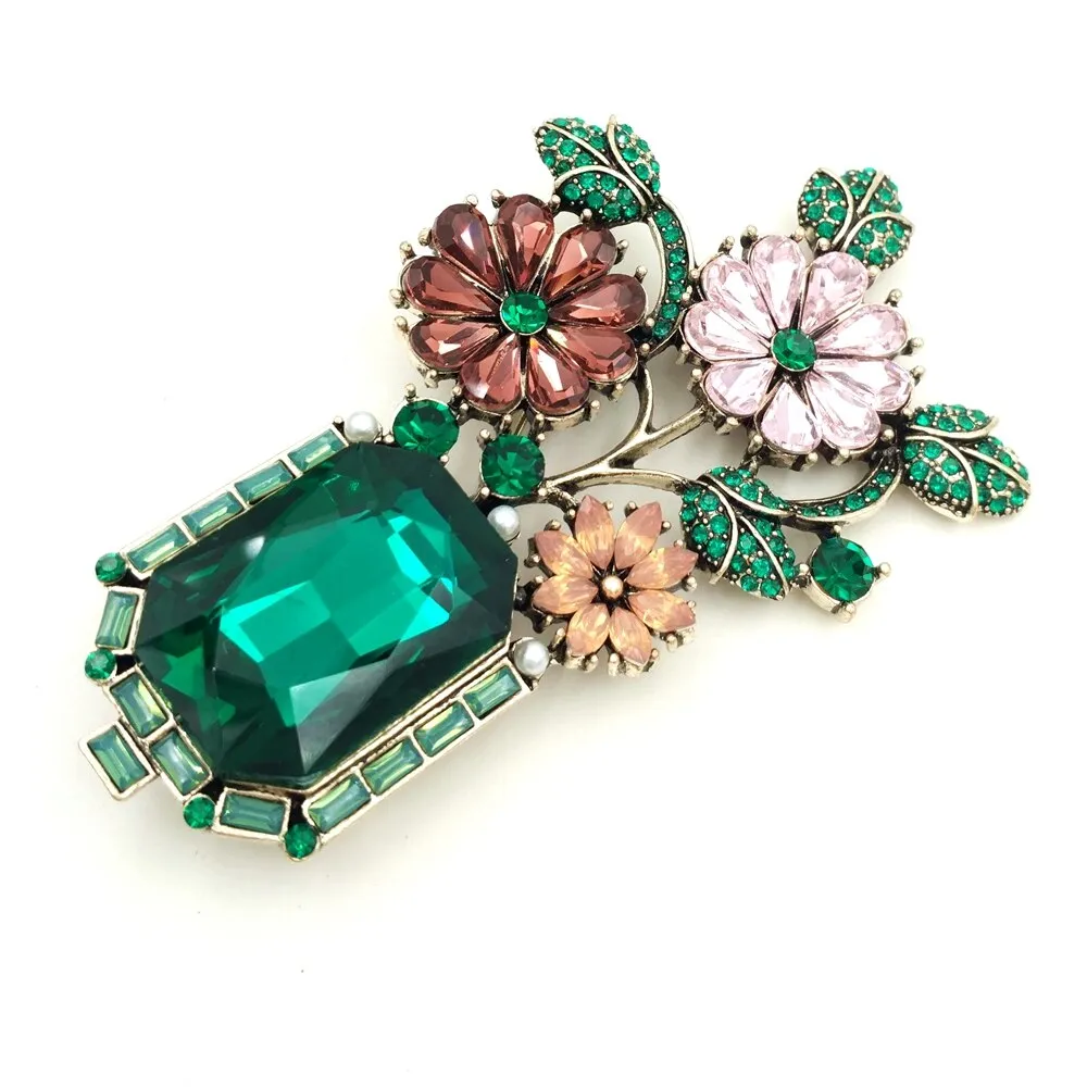 Teal Green Bouquet Brooch