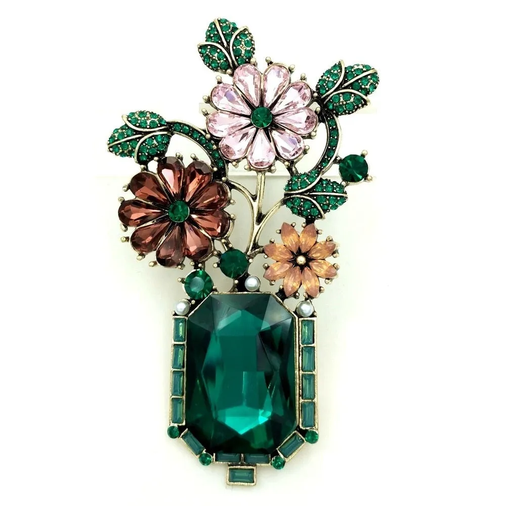 Teal Green Bouquet Brooch