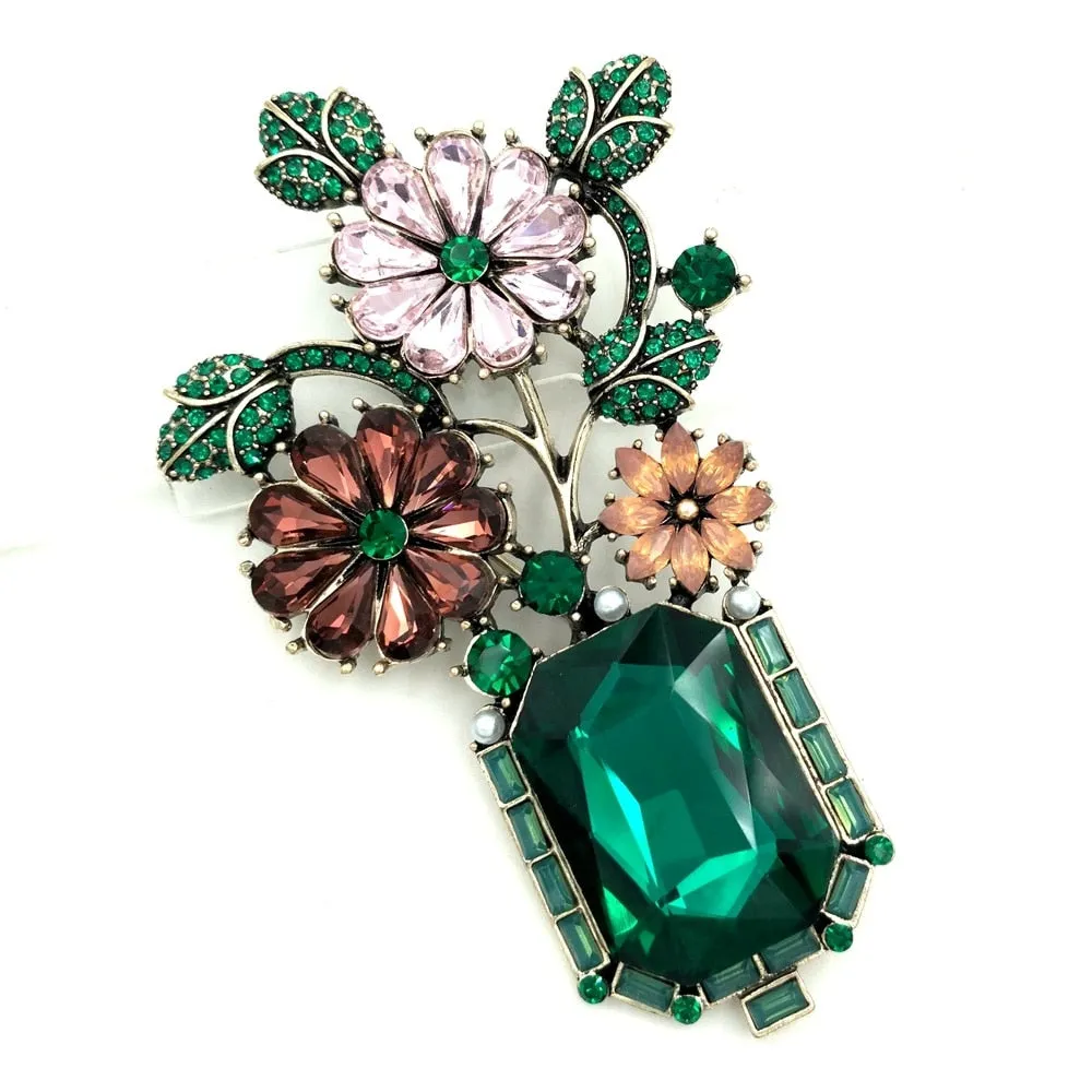 Teal Green Bouquet Brooch