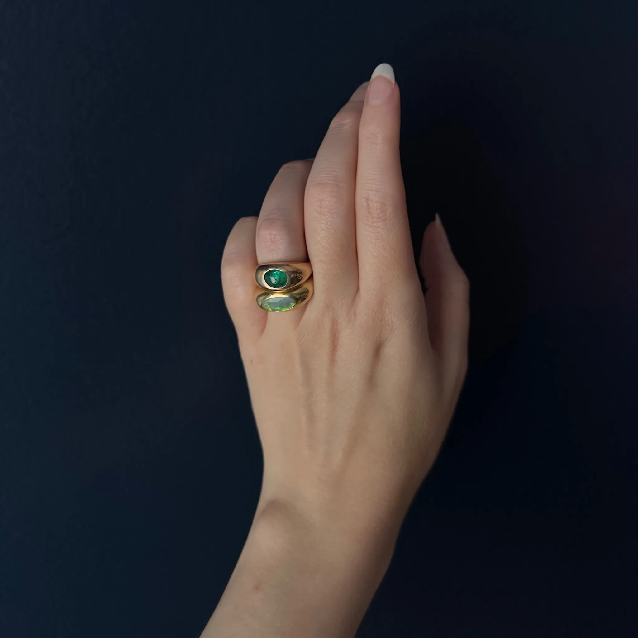 TenThousandThings 14k Emerald Cigar Band Ring