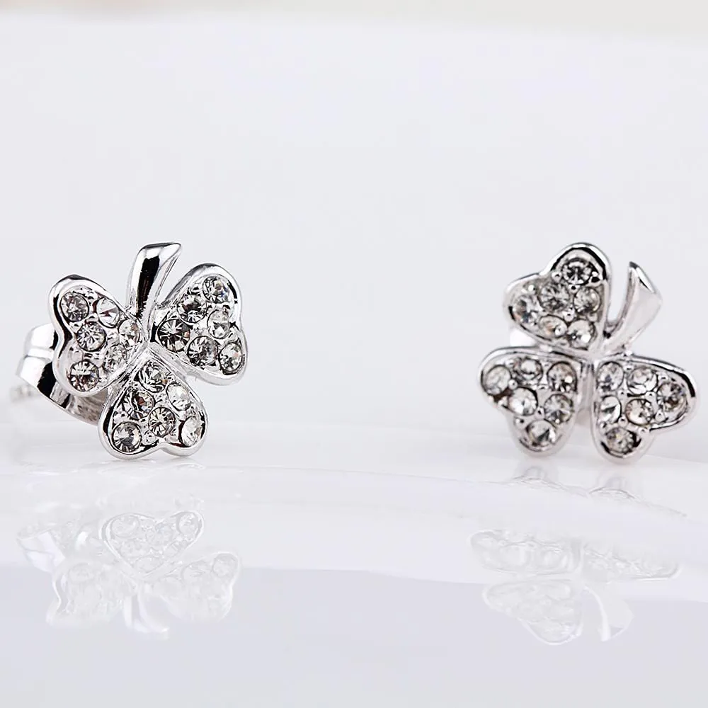 Three Heart Petals Earrings Embellished With SWAROVSKI Crystals