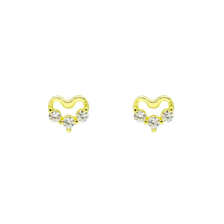 Tiny Shimmering Heart Studs