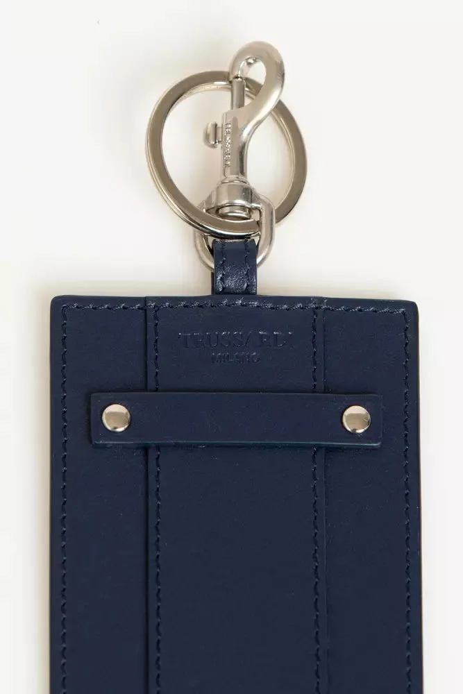 Trussardi Blue Leather Men Keychain