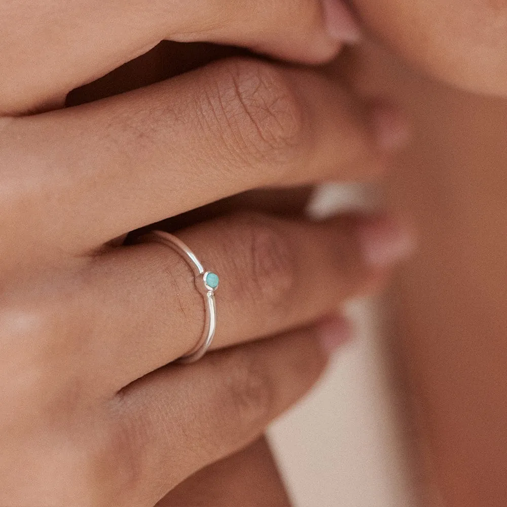 Turquoise Healing Stone Ring Sterling Silver