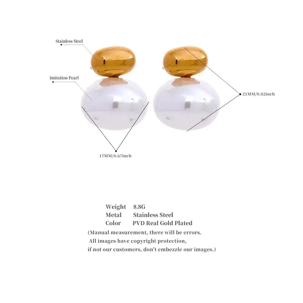 VAIGE Chic 316 Stainless Steel Imitation Pearl Stud Earrings, Scratch-Free Daily Fashion Jewelry