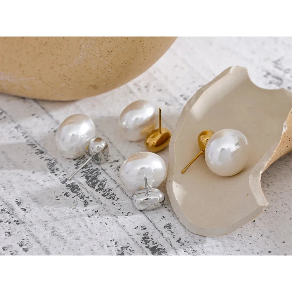 VAIGE Chic 316 Stainless Steel Imitation Pearl Stud Earrings, Scratch-Free Daily Fashion Jewelry