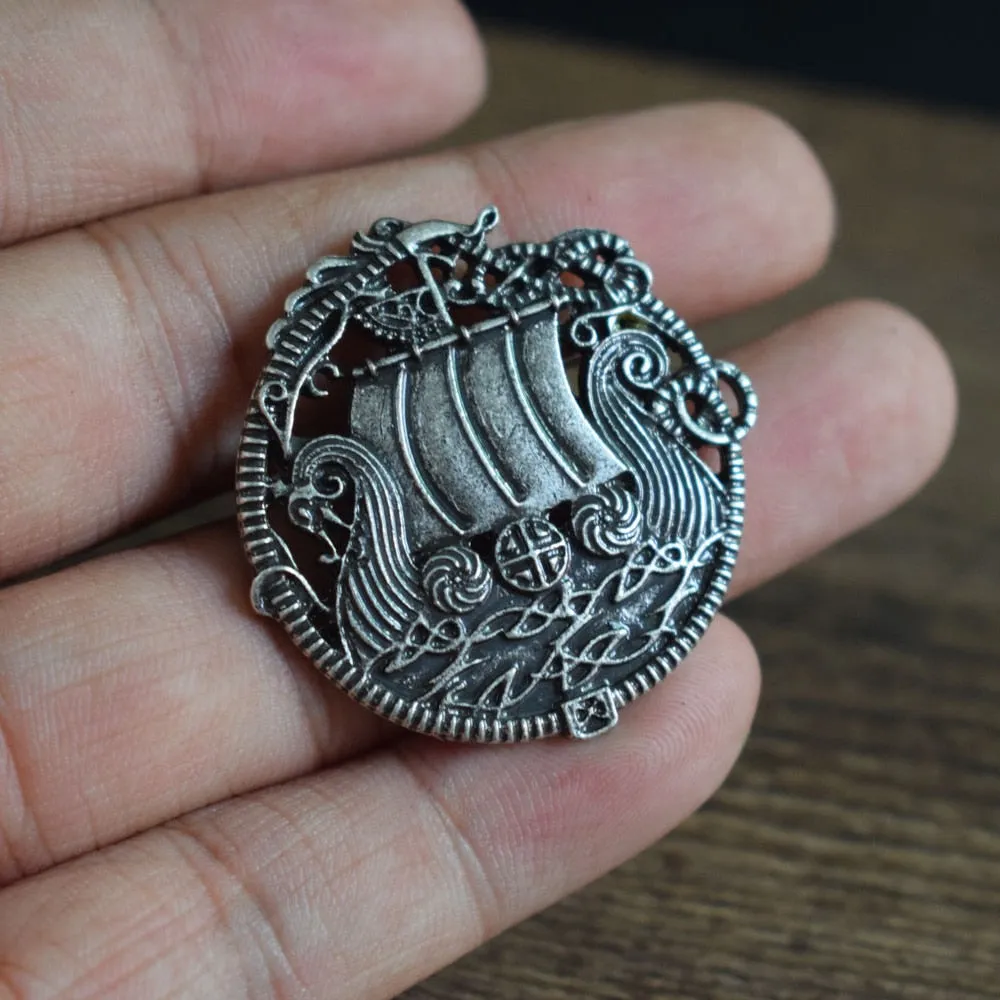 Viking Dragon Ship Brooch