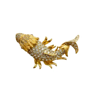 Vintage Crystal Fish Brooch