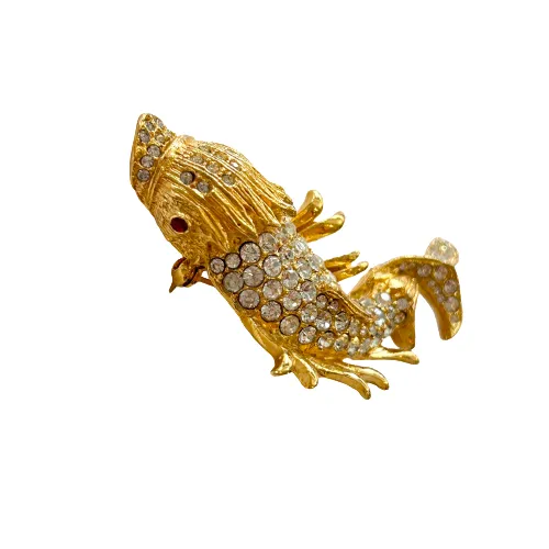 Vintage Crystal Fish Brooch