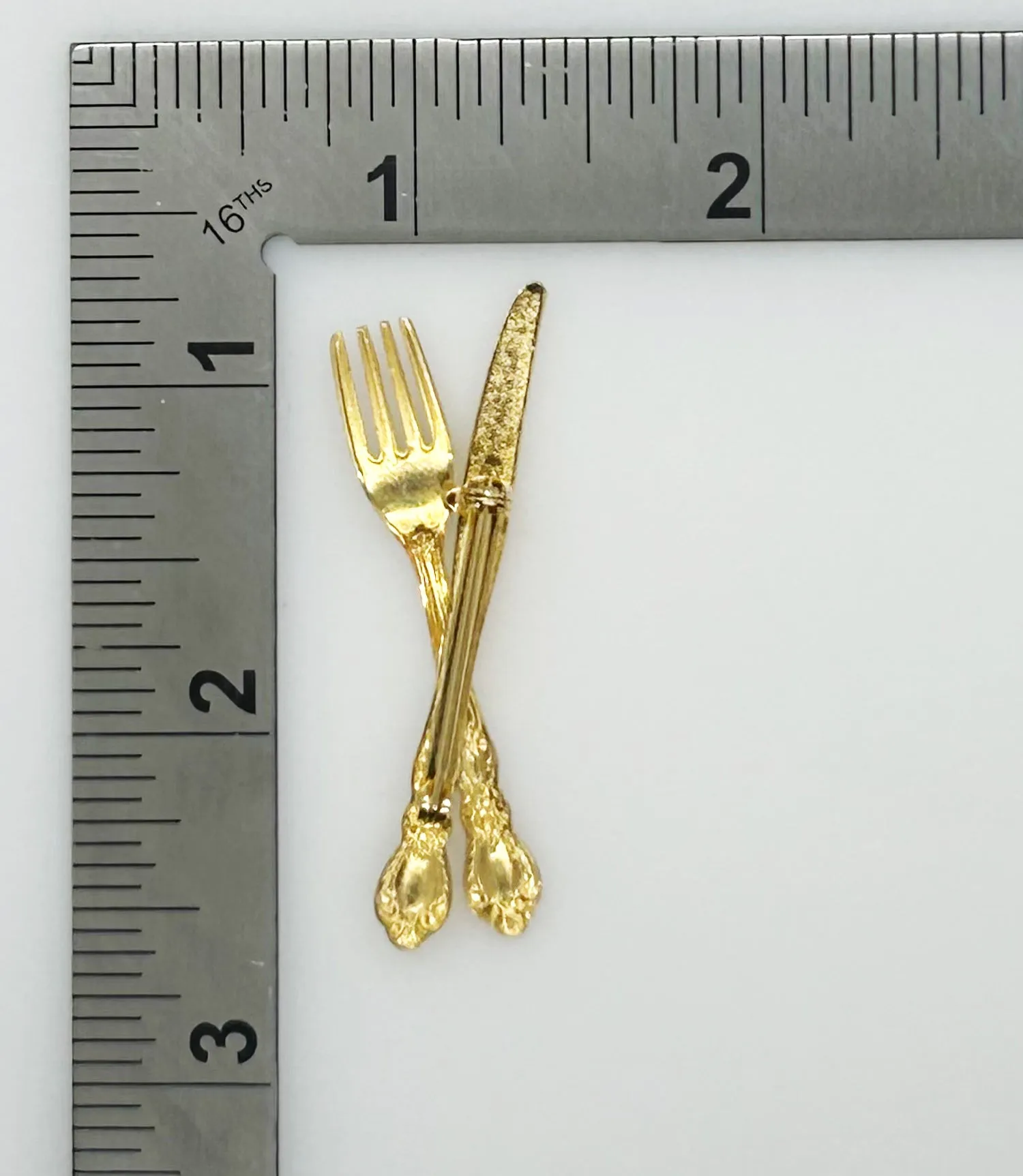 Vintage Golden Fork and Knife Brooch