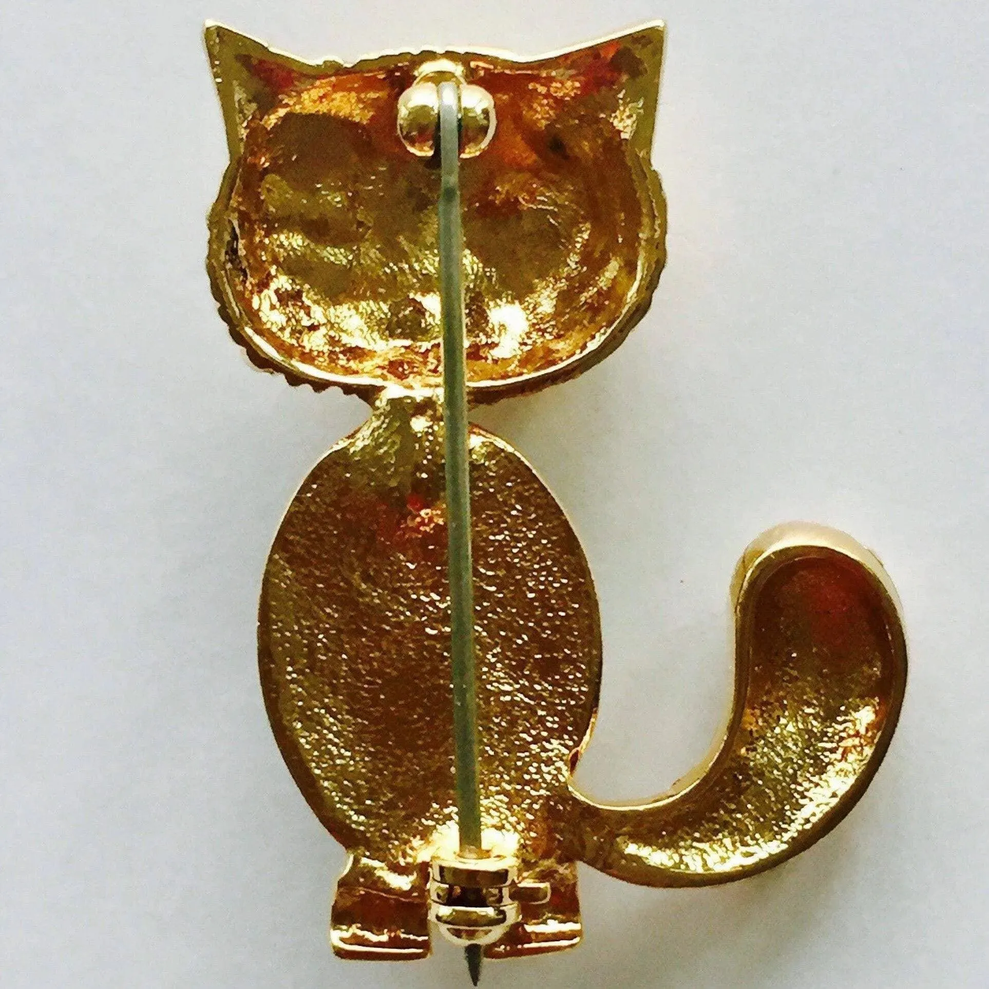 Vintage winking cat brooch fun figural jewelry