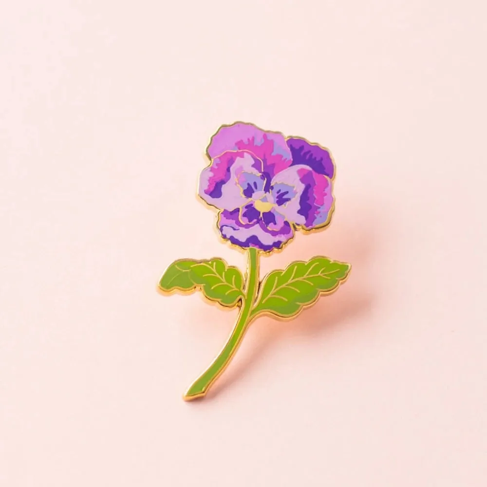 Violet Enamel Pin Flower Lapel Badge