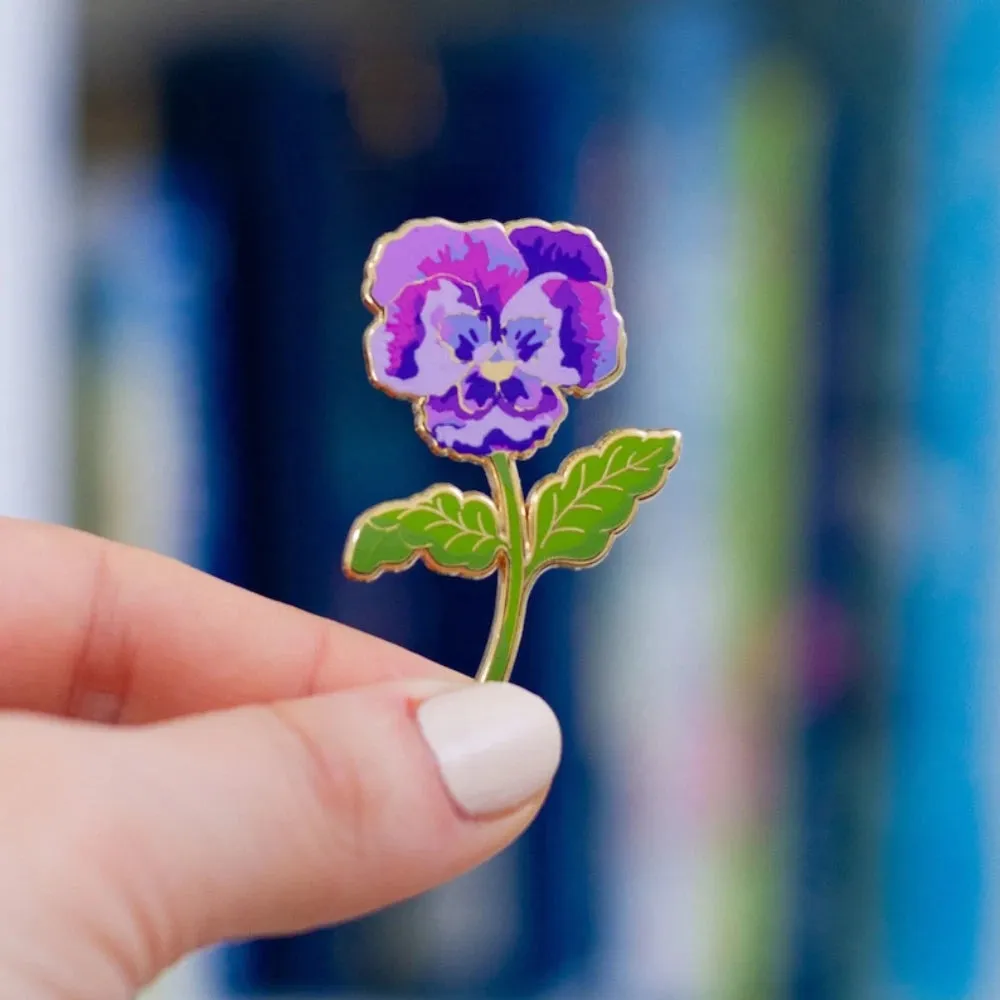 Violet Enamel Pin Flower Lapel Badge