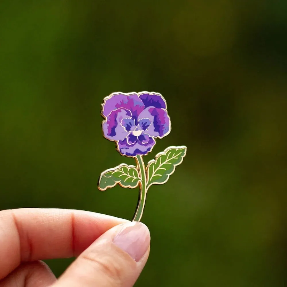 Violet Enamel Pin Flower Lapel Badge