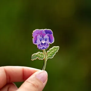 Violet Enamel Pin Flower Lapel Badge